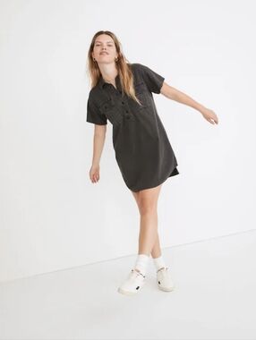 Madewell Denim Popover Shirtdress in Lunar Wash